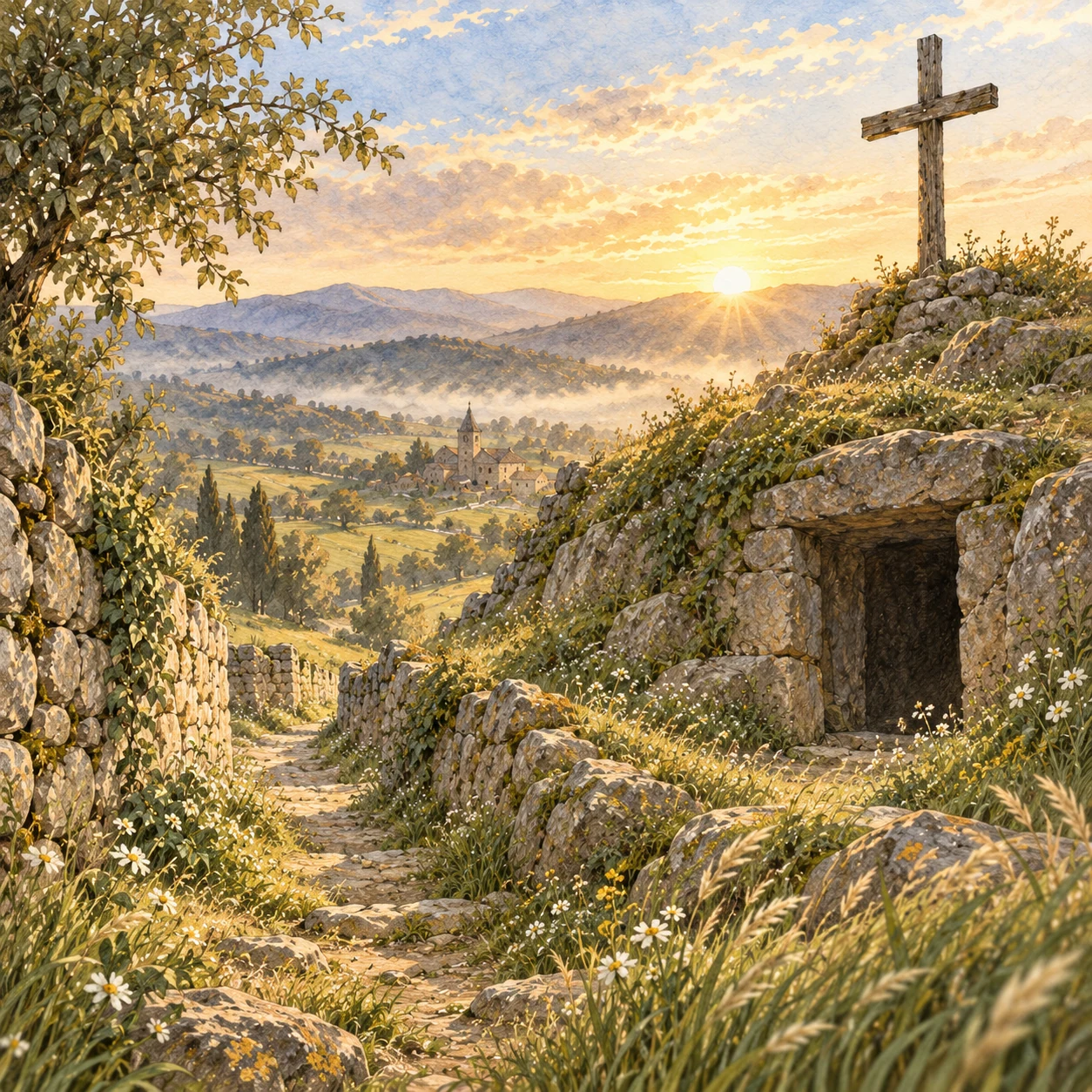 The cross halfway up the hill.