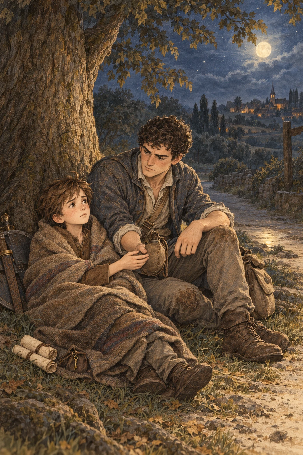 Faithful stays beside Chris, wrapped in a blanket, until morning.