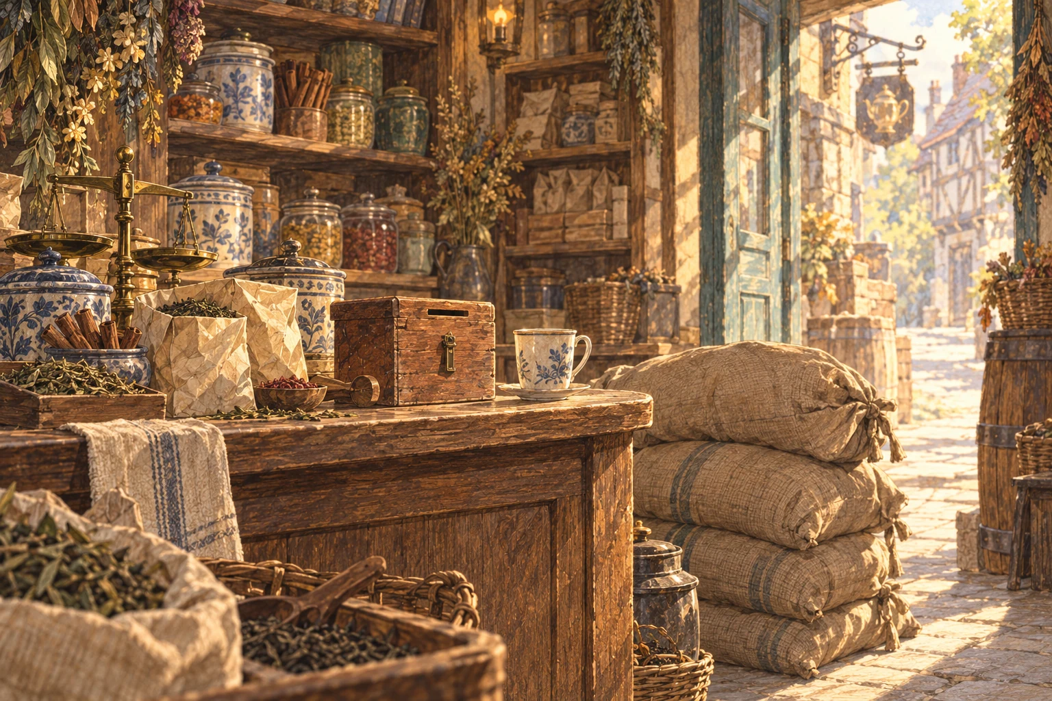 The counter in Talkative’s shop.