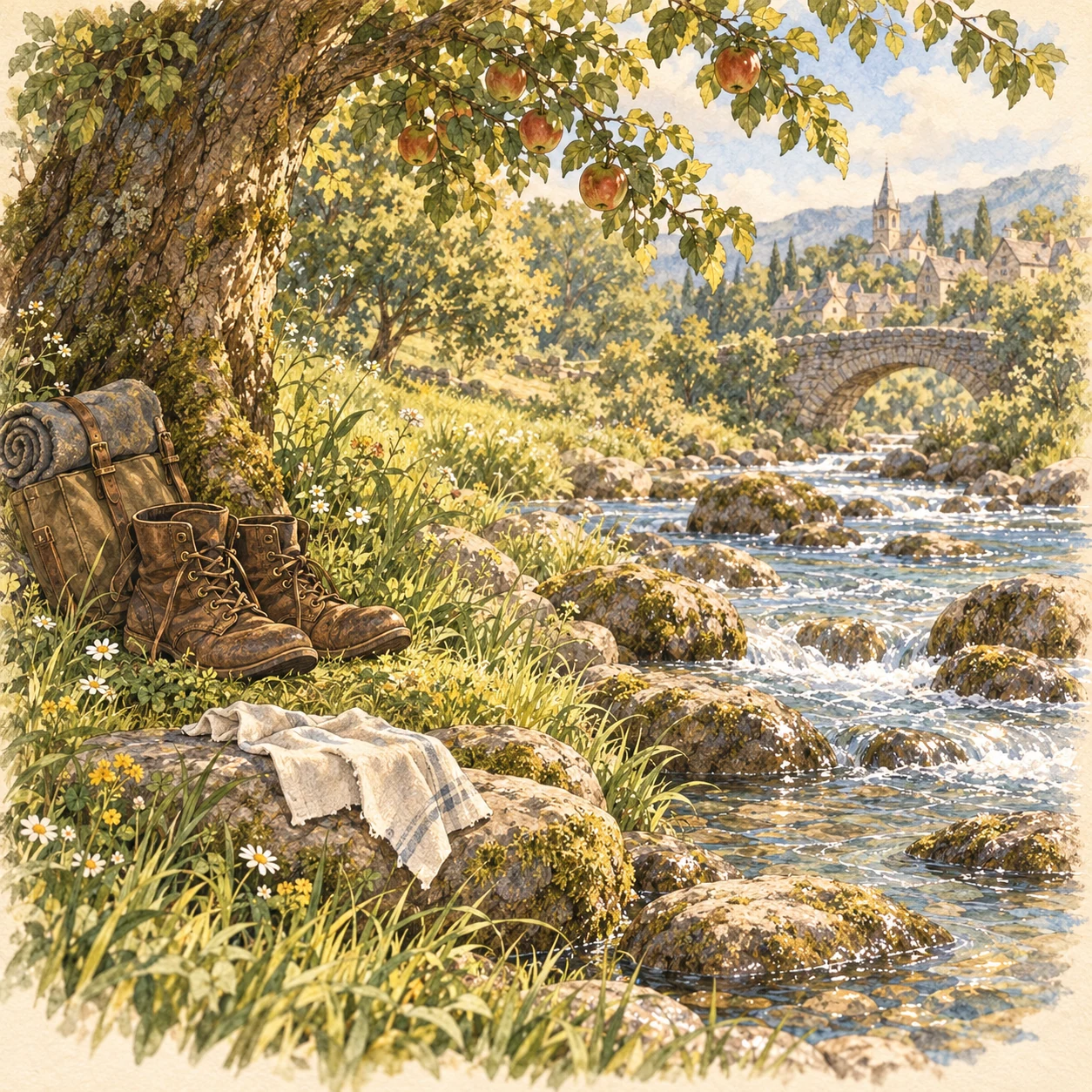 River water and an old bandage.
