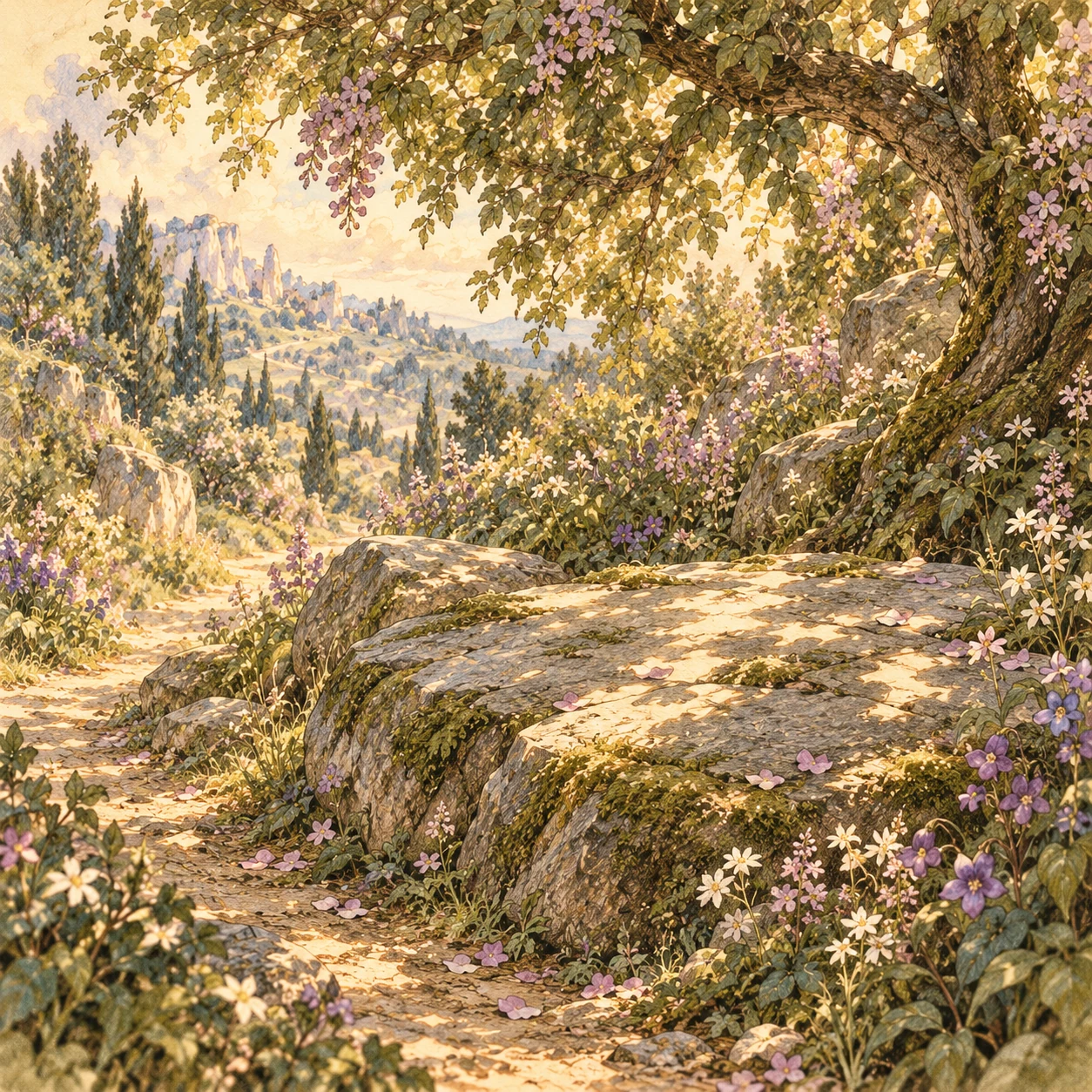 A stone that invites a weary traveler to lie down.